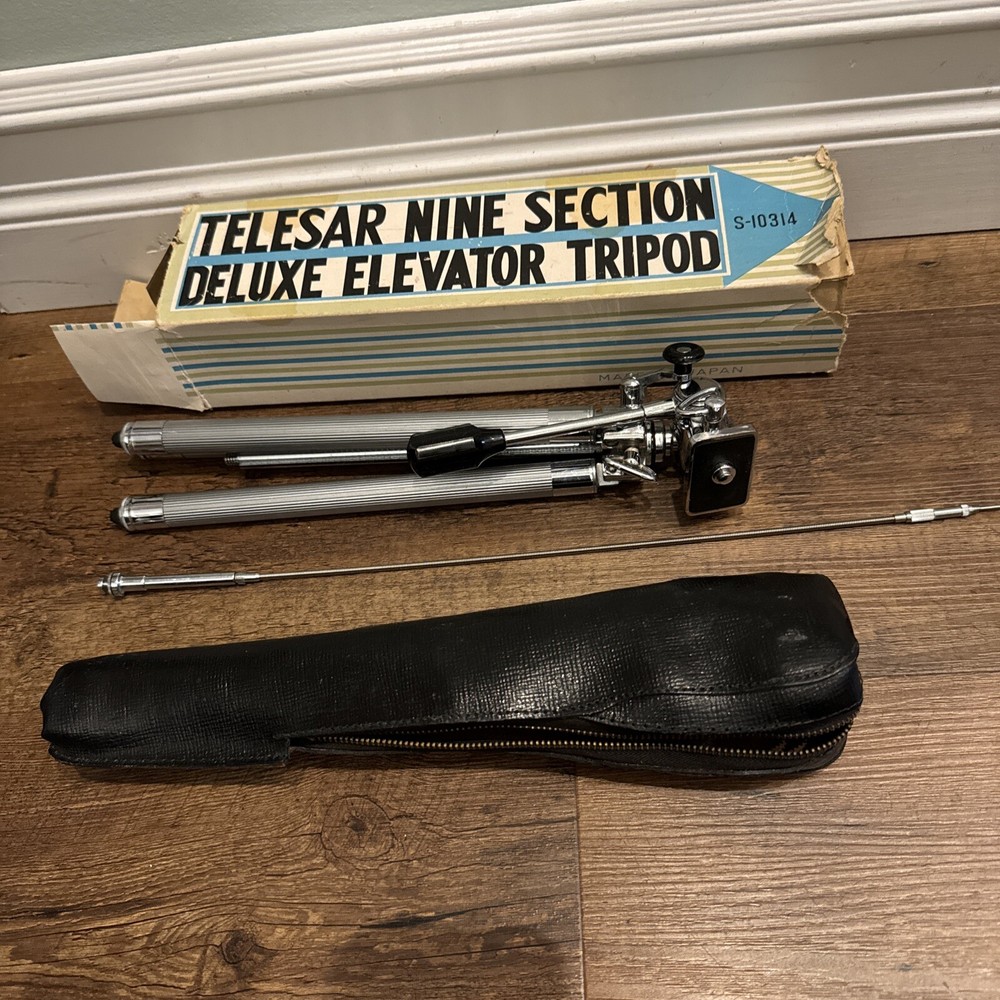 Telesar Nine Section Elevator Tripod Chrome w Case S-10314