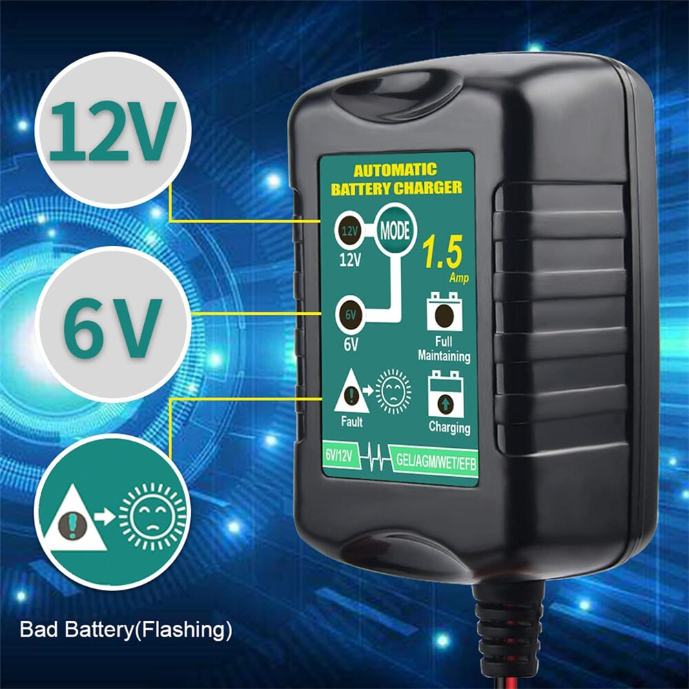Automatic Battery Charger Maintainer Motorcycle Trickle Float For Tender 6V 12V