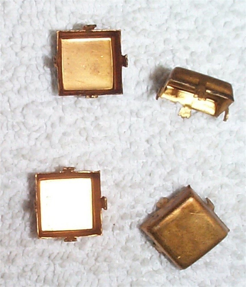 Vintage 14MM square solid brass settings mountings paw prongs -15 PCS