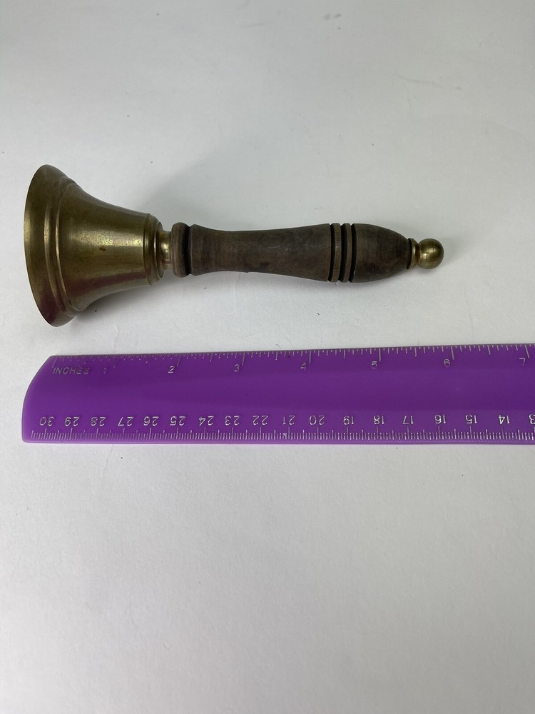 Vintage Brass Dinner School Bell w/ Wood Handle
