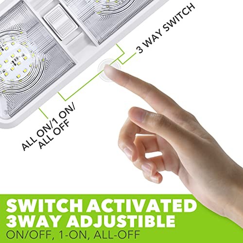 5 Pack RV LED Ceiling Double Dome Light Fixture with ON/Off Switch Interior