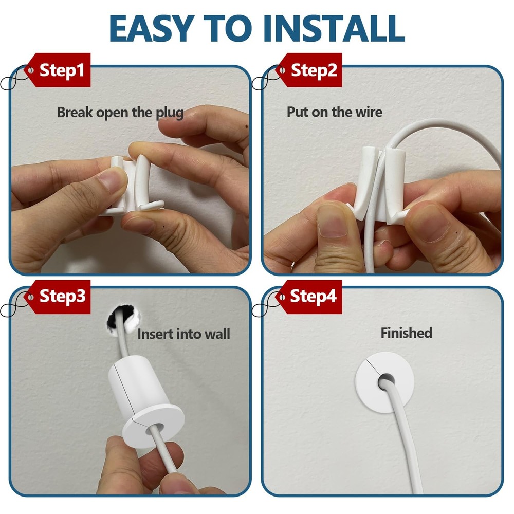 2-Pack White 3/4in Wall Cable Pass-Through Grommets for Starlink