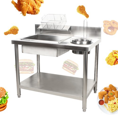 Kitchen Prepare Breading Table Fried Chicken Station Stainless Steel Workdesk