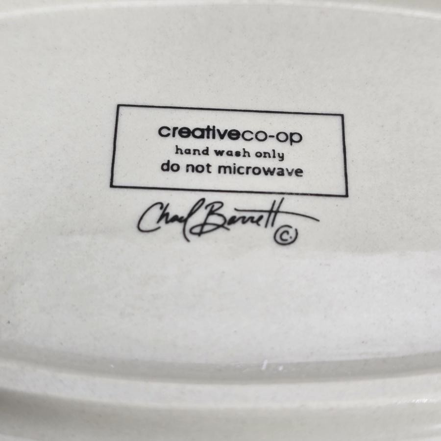 Creative Co-Op Stoneware Platter Large Plate Oval Christmas Tree Ornaments