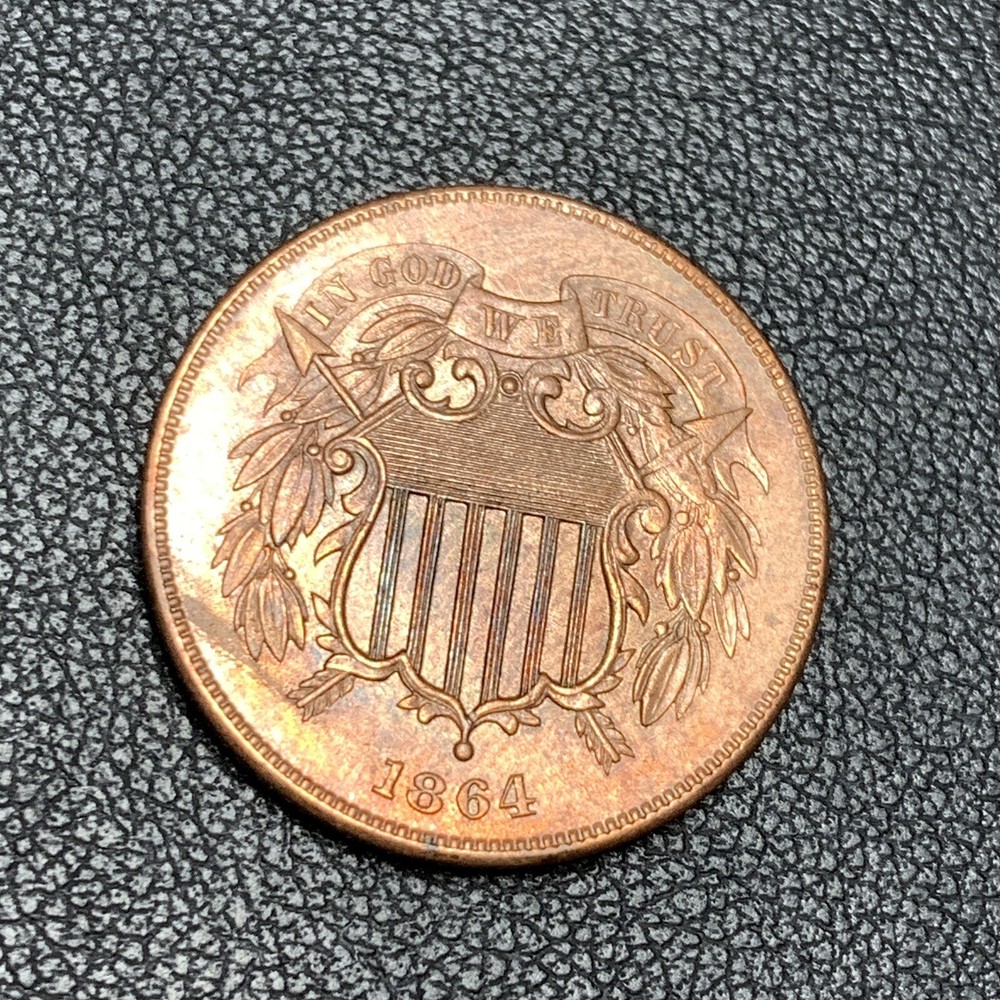 1864 2C LARGE MOTTO TWO CENT "HIGH GRADE" "COLOR"