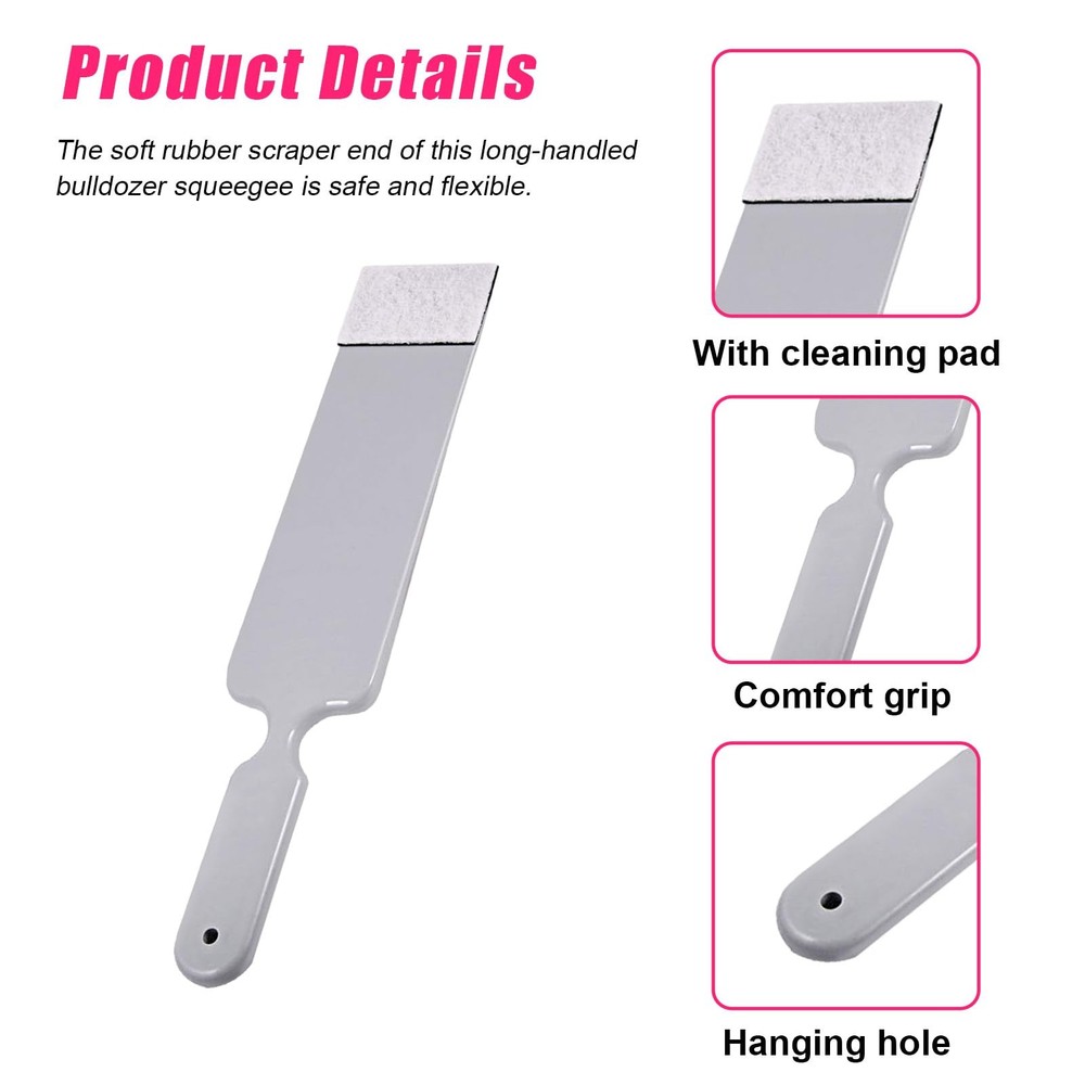 Dickno Bulldozer Squeegee, Long Handle Flat Glass Tint Tools, Gray