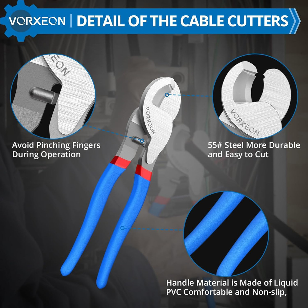 10-Inch Cable Cutters Heavy Duty Wire Cutter High Leverage Electrical Cable C...