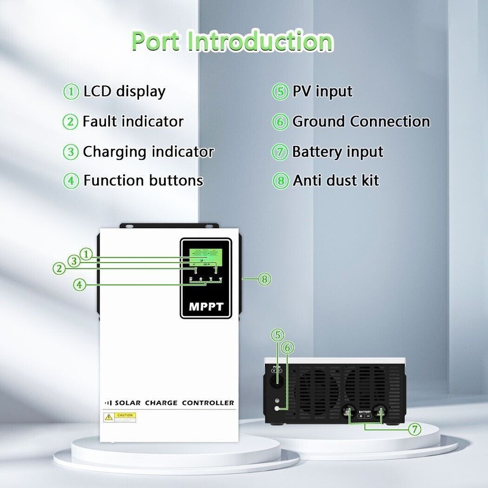 140A MPPT Solar Charge Controller for 48V Battery LCD Display PV MAX 500V Input