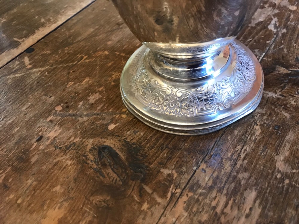 1920’s Art Deco Silver plate Cocktail Set Pitcher & Goblets paisley pattern