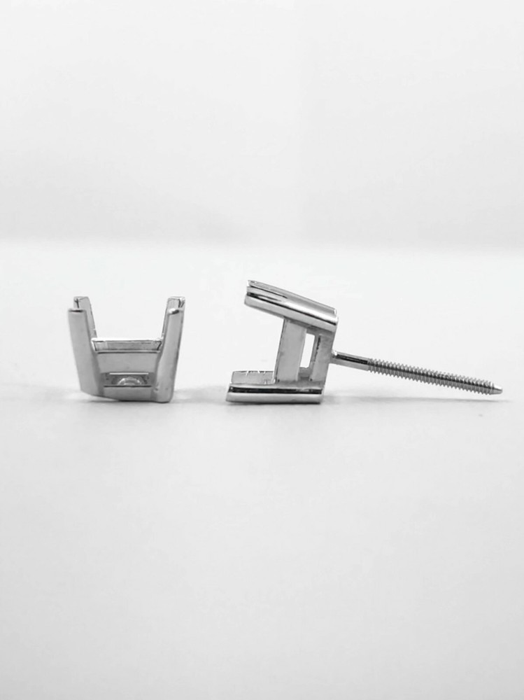 950 Platinum Stud Earring Finding Mounting Setting Princess Basket Screw Back