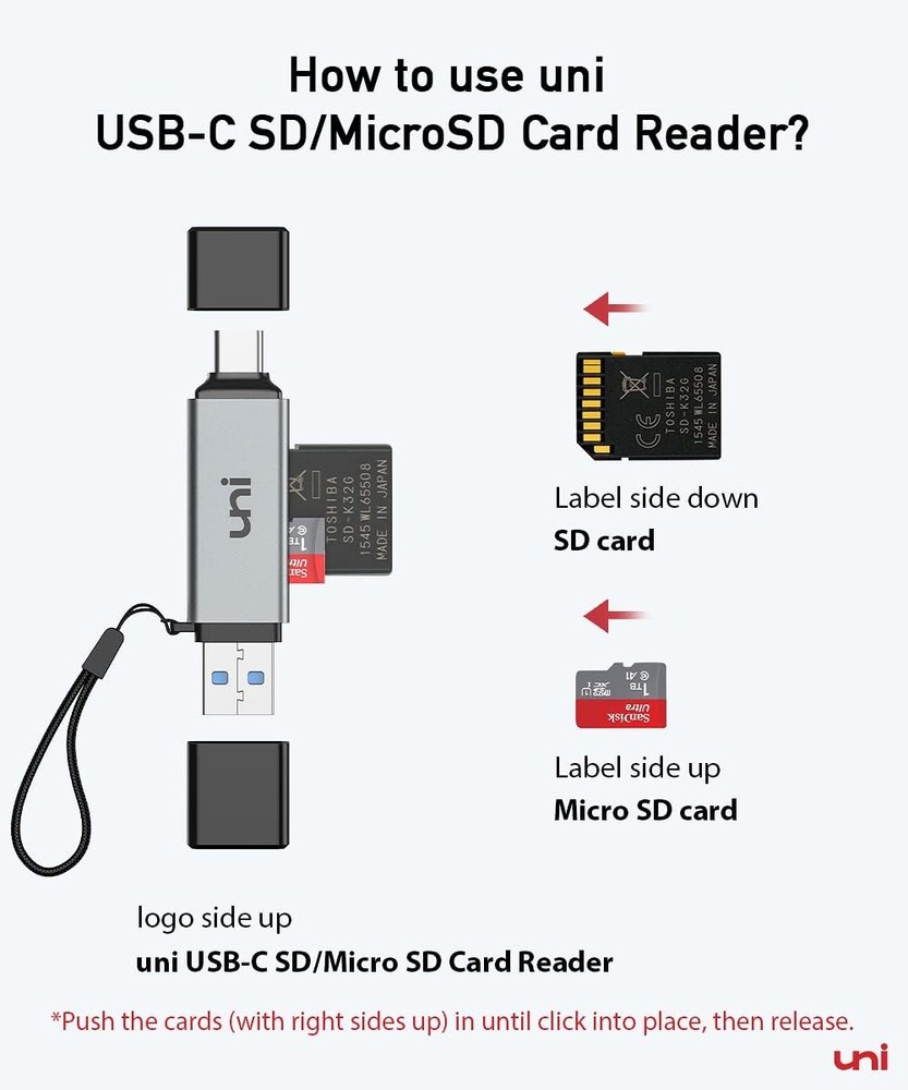 uni SD Card Reader, High-Speed USB C to Micro Adapter 3.0 Grey