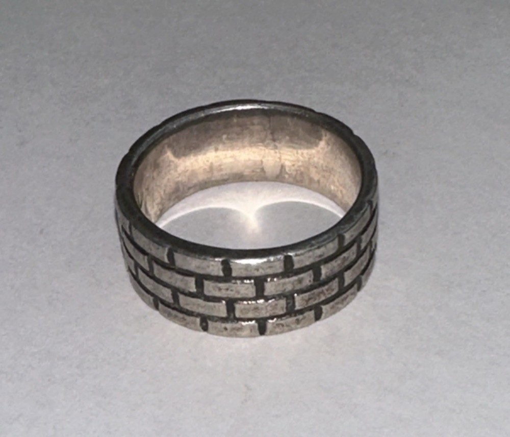 925 Sterling Silver Brick Wall Band Design Ring