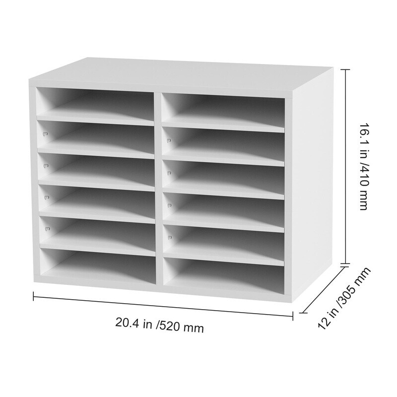 12 Compartment Wood File Sorter Adjustable Document Organizer Office Storage New