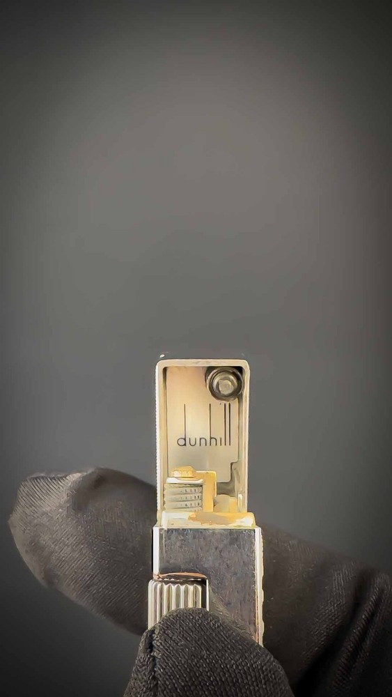 Rare Dunhill Rollagas lighter Silver Plated With Dunhill Logo Pattern