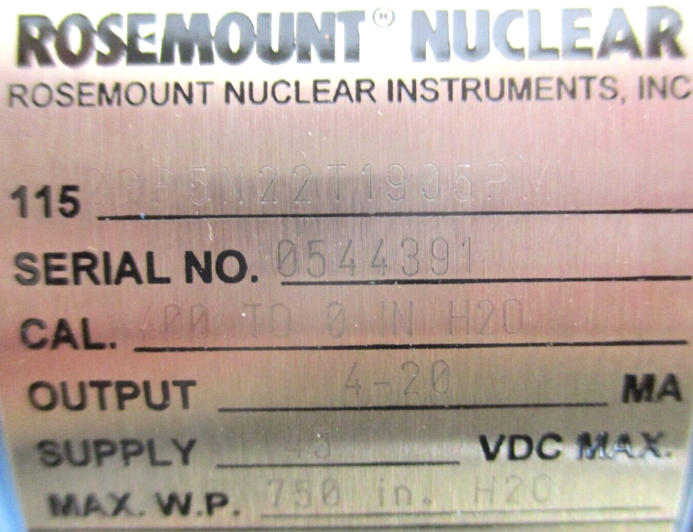 ROSEMOUNT NUCLEAR TRANSMITTER , 1152GP5N22T1905PM , SURPLUS