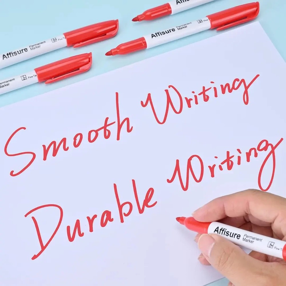 Affisure Red Permanent Markers Bulk, 75 Count, Fine Point Marker