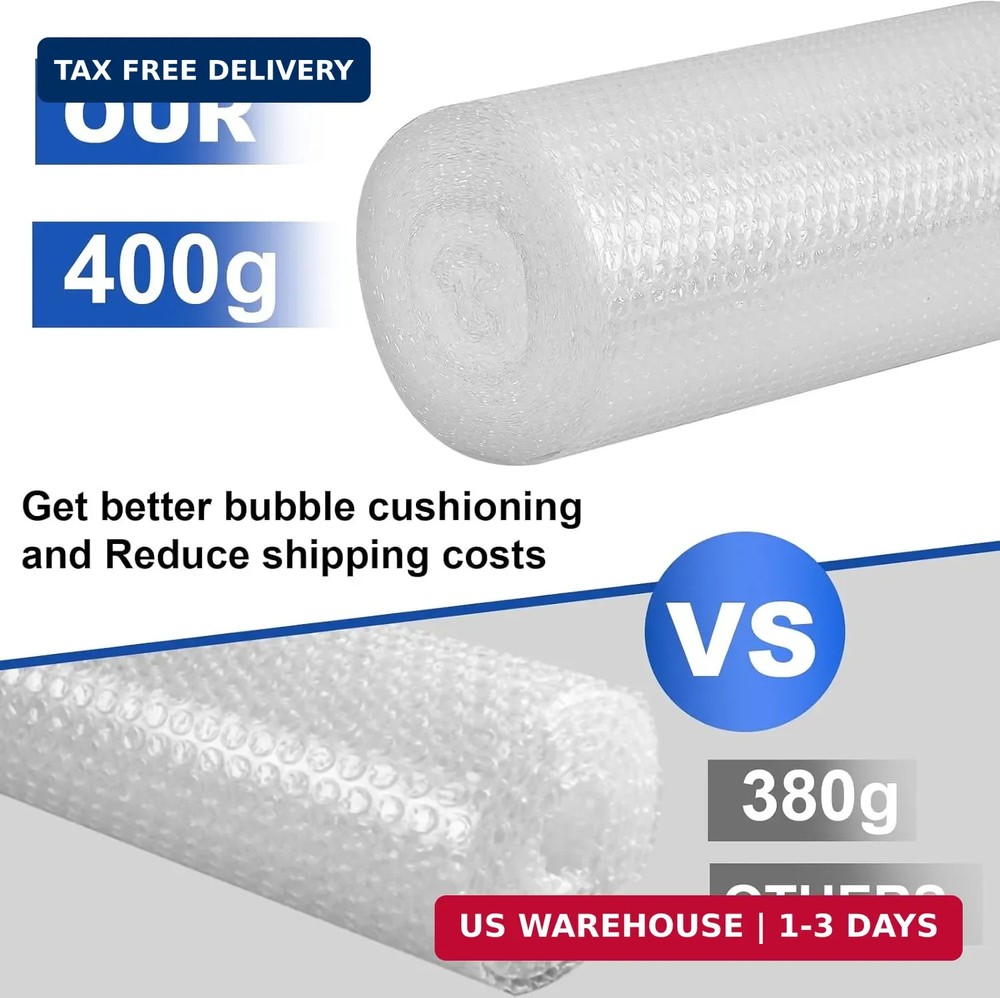 12 inch x 72ft - 2 Pack Total Small Thin Bubble Cushioning Wrap for Extra Protec