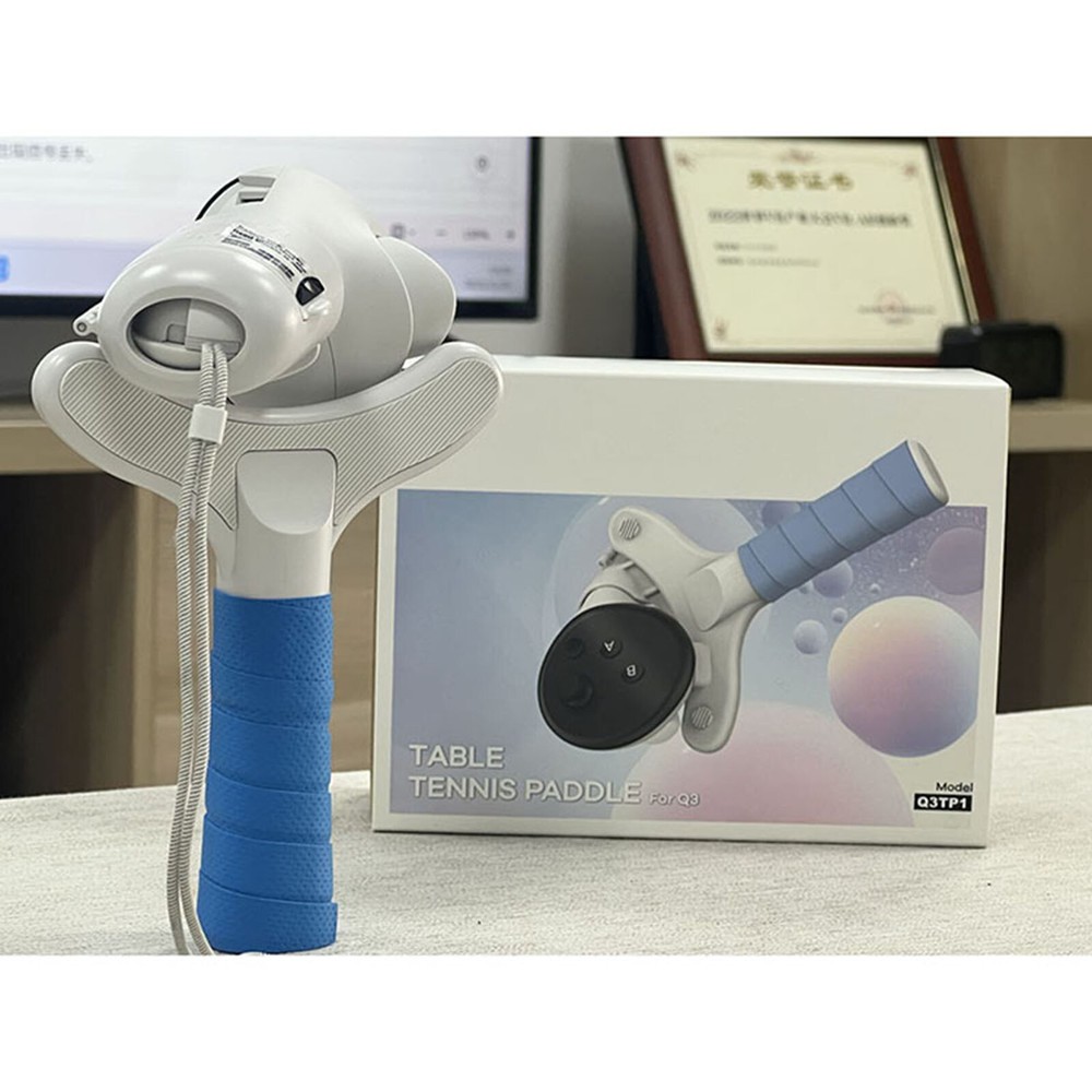 White Table Tennis Paddle Grip Handle Accessories for Quest 3 VR Game Controller