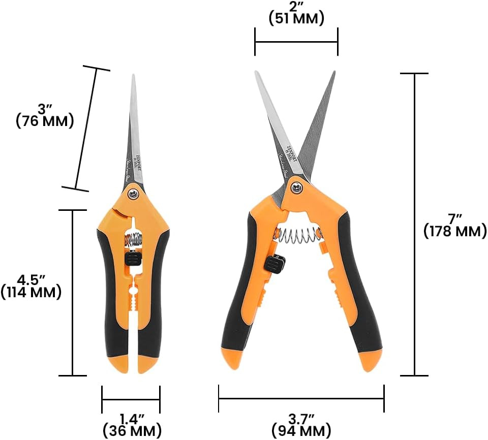 H355L Hydroponic Long Microblade Pruner, Stainless Steel Blade
