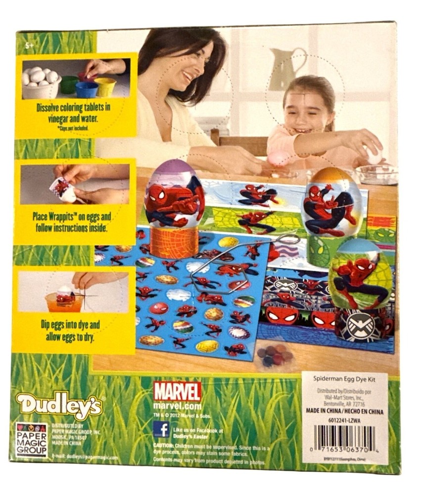 MARVEL Ultimate Spider-Man Easter Egg Decorating Kit Stickers + Wraps + Dipper +