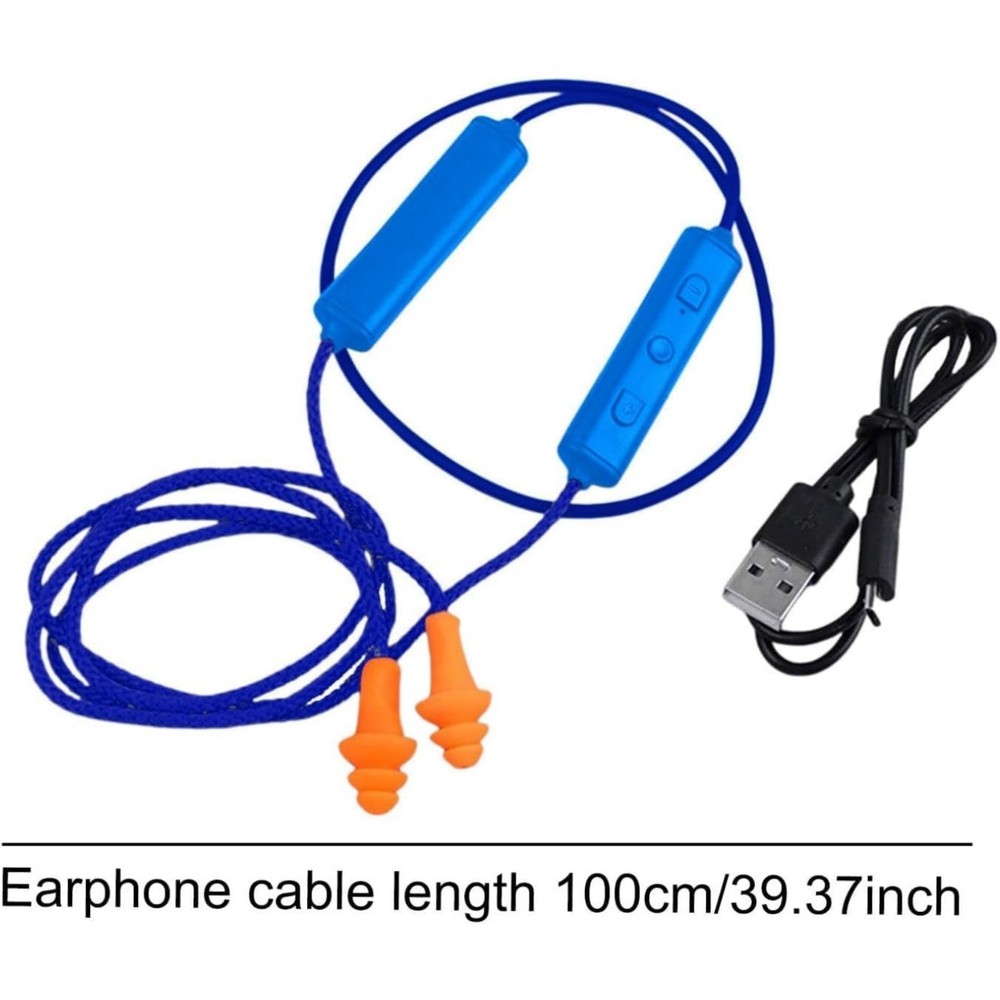 Durable 2-Set Blue Bluetooth Earplugs for Hearing Protection Noisy Environment