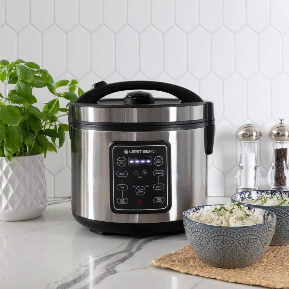 West Bend Rice Cooker 20-Cup Stainless Steel Multi-Function Durable Versatile