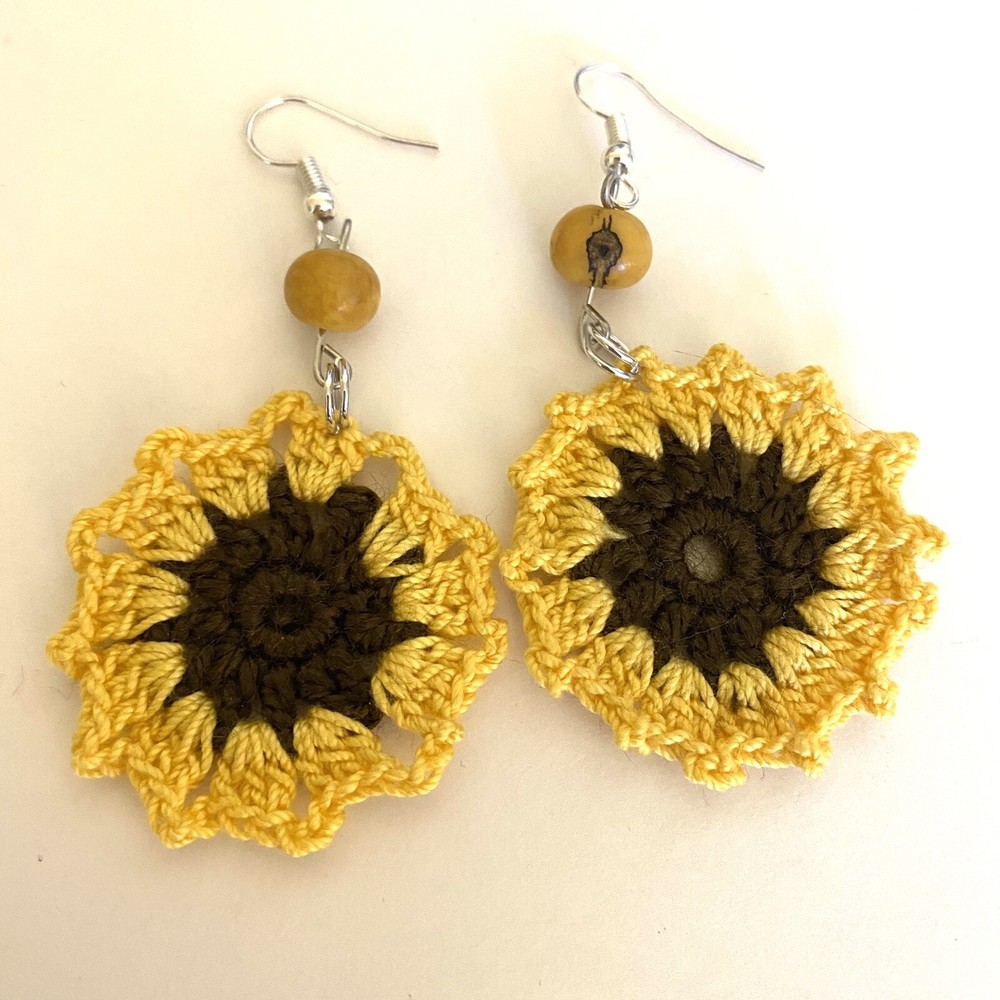 Crochet Flower Earrings, Boho Style Earrings