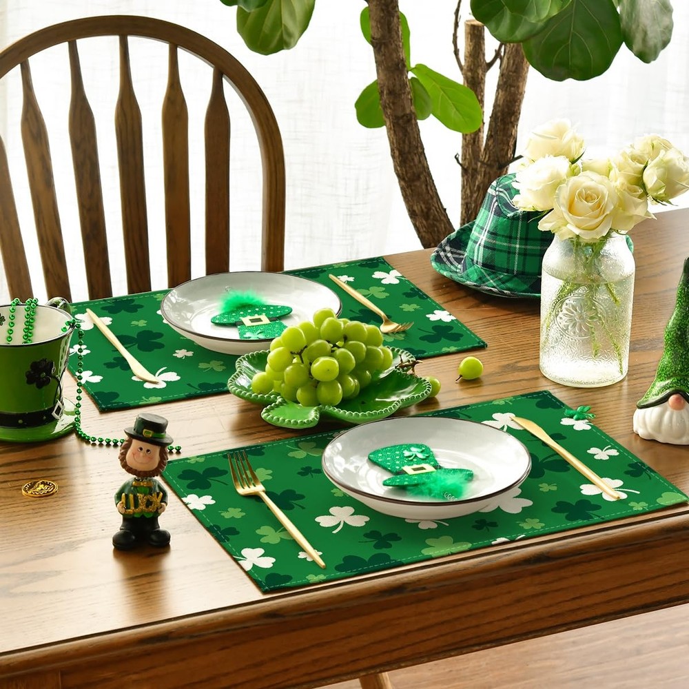 Artoid Mode Green Shamrock St. Patrick's 12" x 18", Rectangular 4 Pcs,