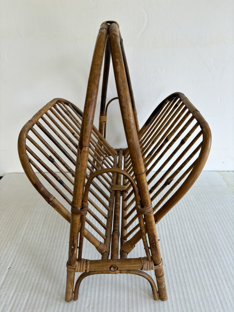 Vintage Boho Chic MCM Bamboo Magazine Holder/Rack Foldable