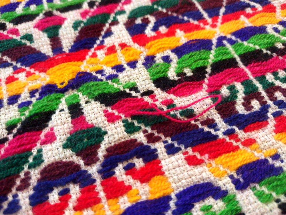 HAND WOVEN AUTHENTIC TRIBAL PERUVIAN MULTI-COLORED RAINBOW TABLE RUNNER/ SHAWL
