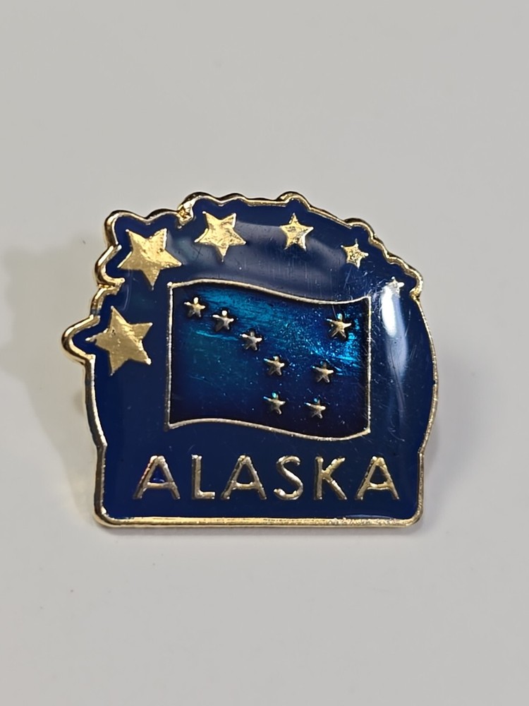 Alaska Flag Souvenir Lapel Pin Blue Background