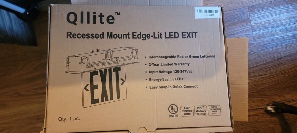 Combo LED Emergency Exit Sign Lighting Fixture with External Lights New-open Box
