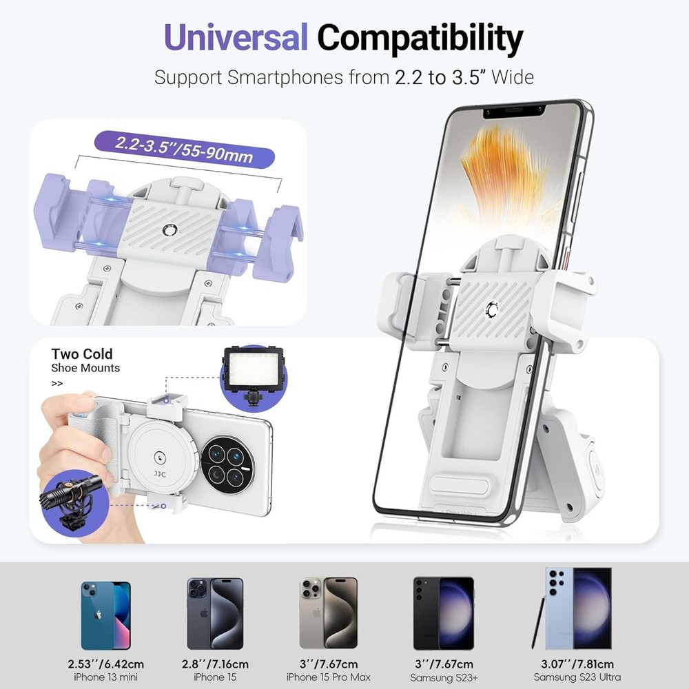 JJC Phone Camera Grip with Wireless Remote, Smartphone Remote Grip Handle with A