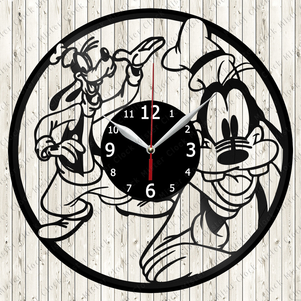 Goofy Vinyl Record Wall Clock Decor Handmade 6350