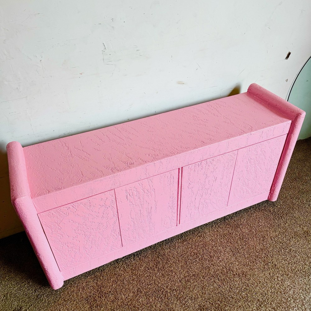 Postmodern Pink Stucco Finished Credenza