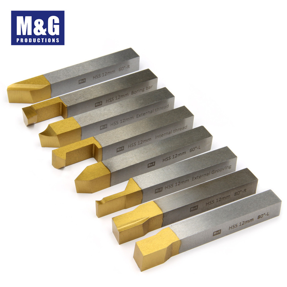 8pcs Solid HSS Tool Turning Set TiN Coated