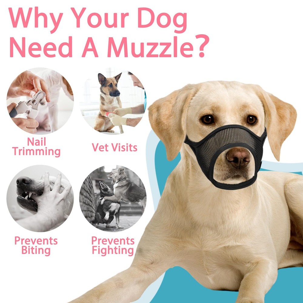 Dog Muzzle Mesh Dog Muzzle for Large Medium Small Dogs Soft Muzzles for Bitin...