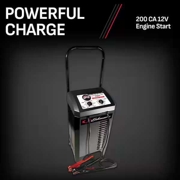6V/12V 200 Amp Wheeled Manual Battery Charger & Engine Starter w/ Timer