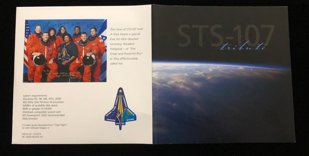 STS-107 COLUMBIA COMMEMORATIVE POST ACCIDENT TRIBUTE COMPUTER DISC