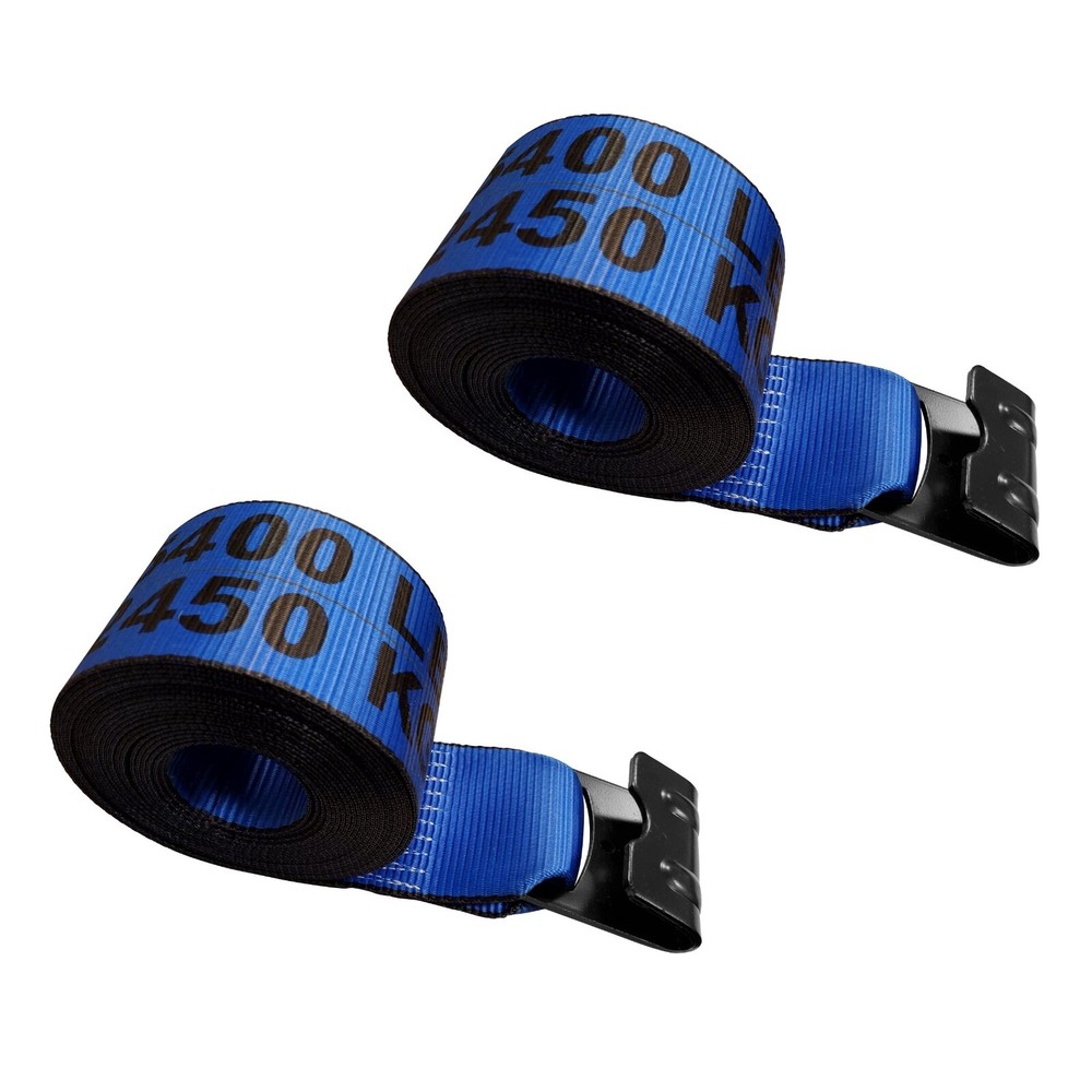 USA 2 Pack Heavy Duty 4" x 40' Winch Tie Down Strap w/ Flat Hook 5400 LBS BLUE