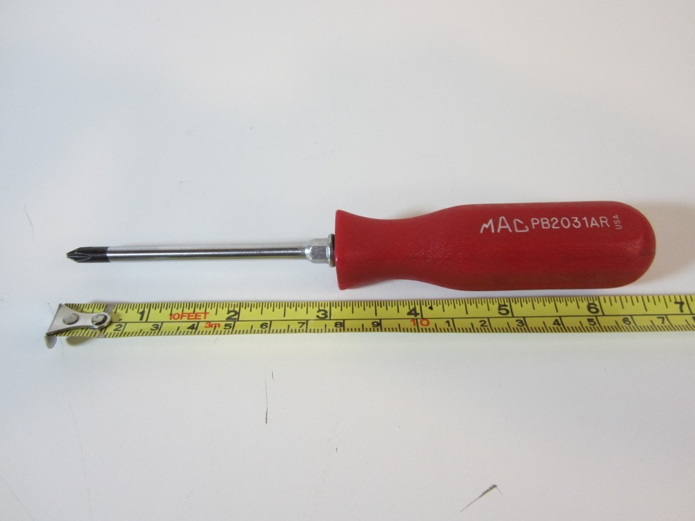 MAC TOOLS PB2031AR #1-Phillips x 3" screwdriver Red Hard Handle **NEW**