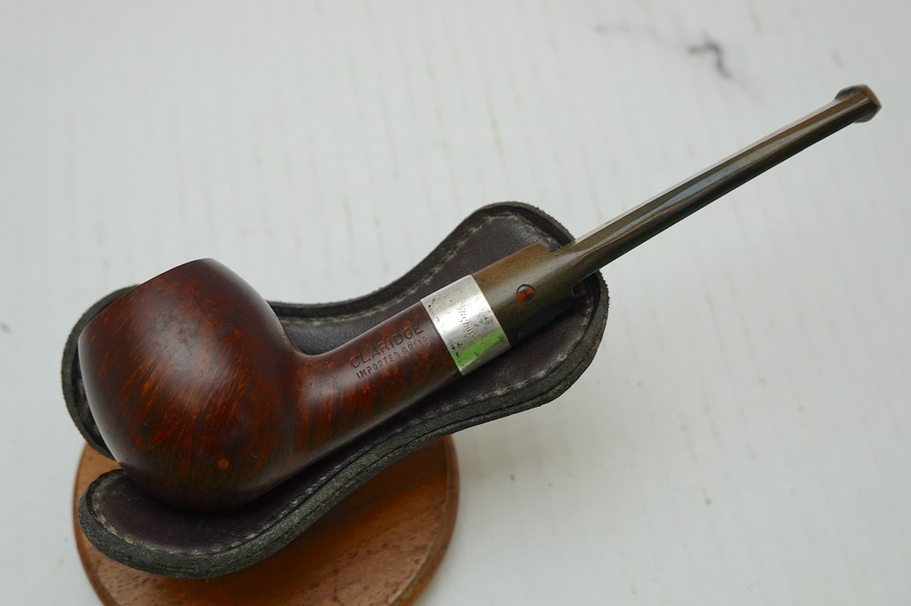 VTG. STERLING SILVER COLLARED ESTATE SMOKING PIPE : CLARRIDGE, IMPORTED BRIAR