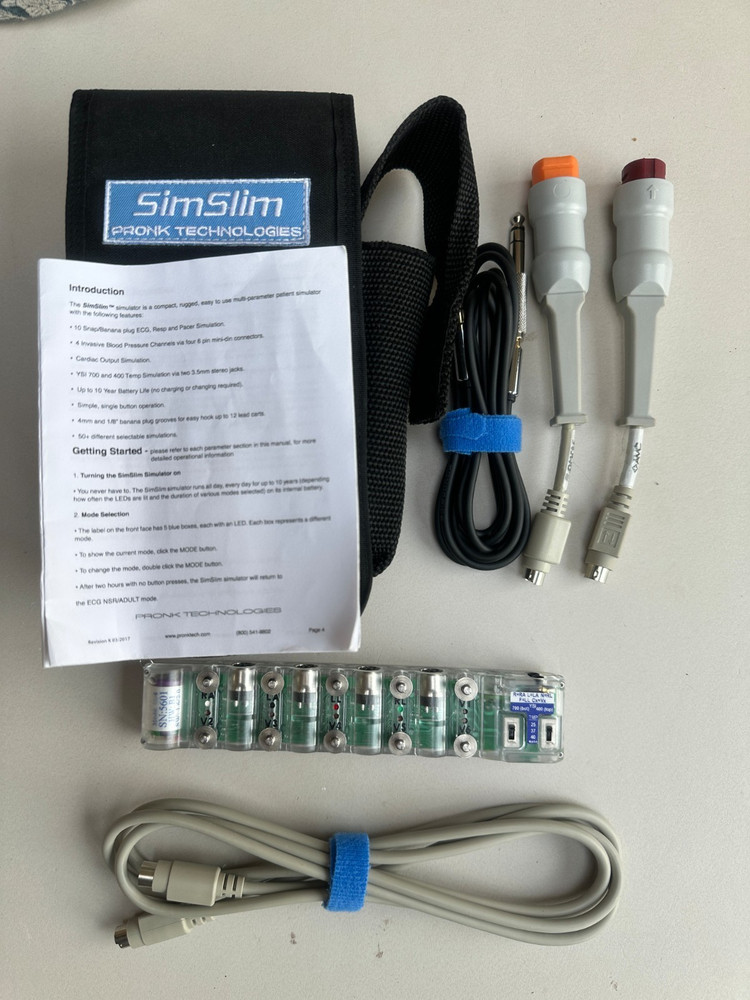 Pronk SL-8 SimSlim Multi-Parameter Patient Simulator ECG IBP Temp w/ Case