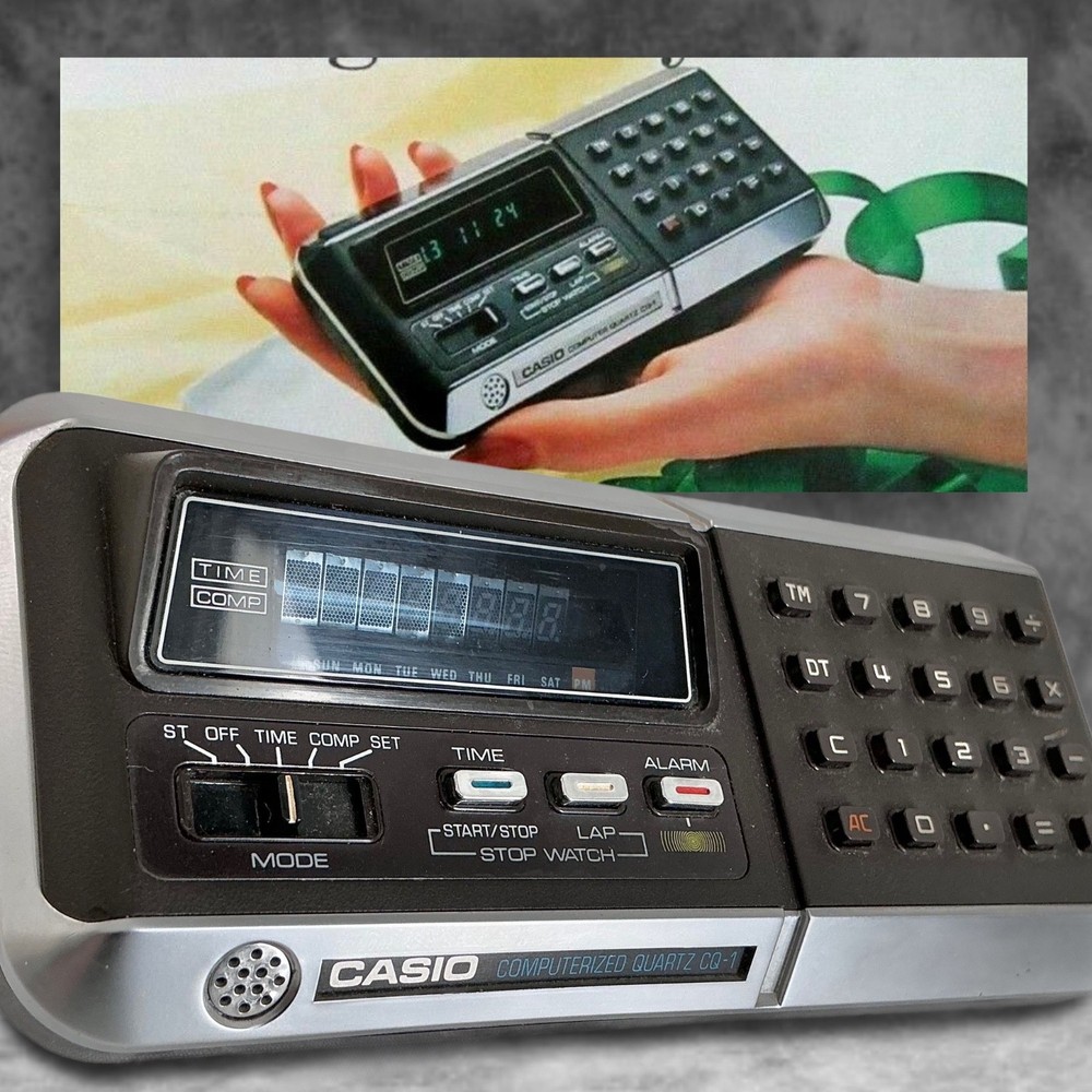 Working! 1976 CASIO CQ-1 Calculator Computerized Quartz Clock Stop Watch