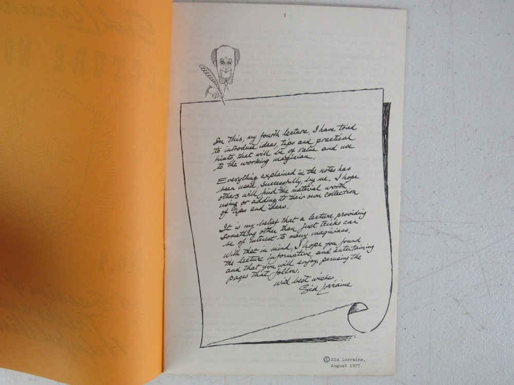 Sid Lorraine's Lecture Notes #4 Signed 1977 Magic Tricks MZ10F