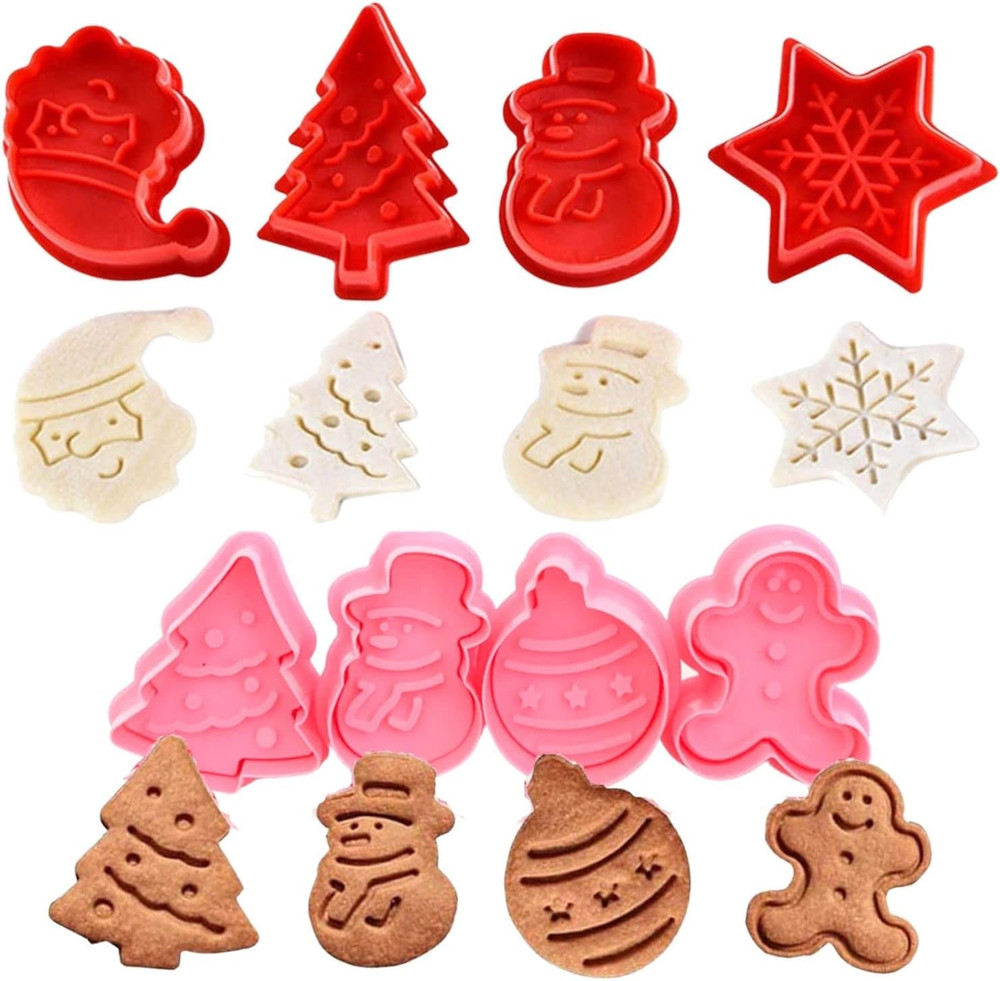 Christmas Themed Cookie Cutter Set - Plastic Spring Biscuits Pastry Cutter Set 3