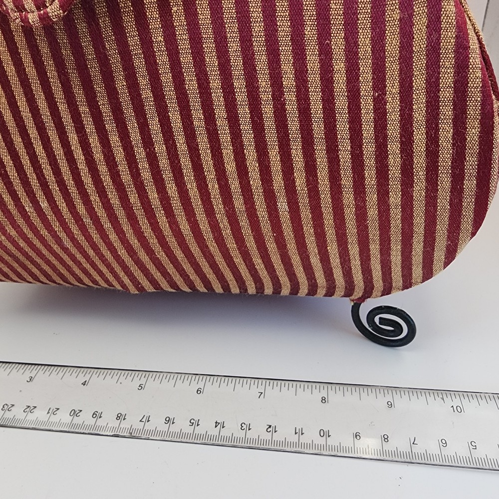 Funky Ecclectic Handbag Shaped Sewing Storage Trunk Red Footed Beaded Handle