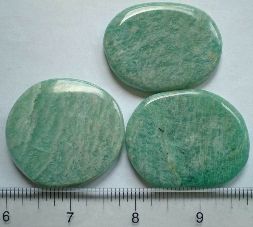 Amazonite - 3 Flat Palmstones sc921d