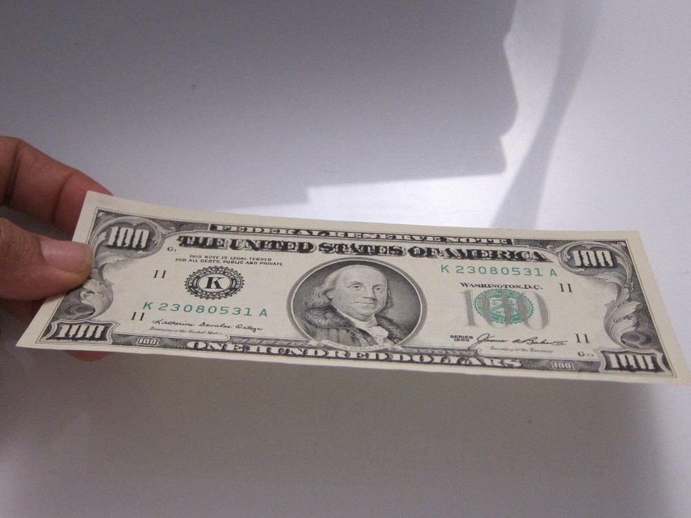 1985 $100 Double Impression Printing Error Uncirc K23080531A