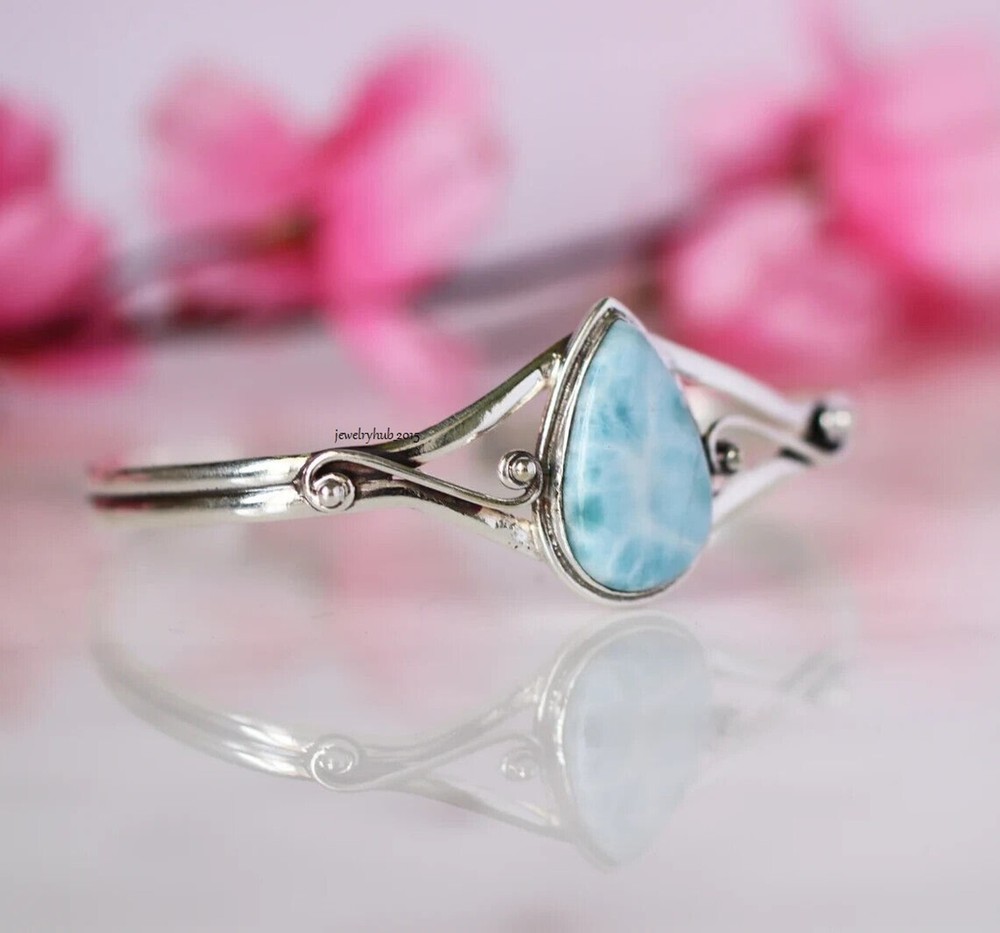 Pear Shape Larima Gemstone Beautiful925Sterling SilverAdjustable Round BangleSr3